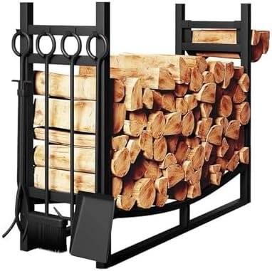 Range-bûches intérieur en fer forgé noir — Porte-bûches pour cheminée et poêle