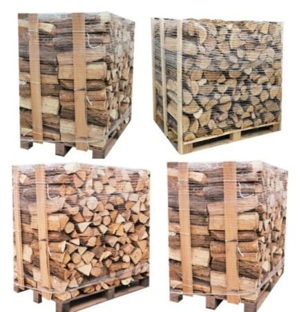 4 – Palettes (2 chêne blanc + 2 Hêtre/Charme) – Bûches de 40 cm
